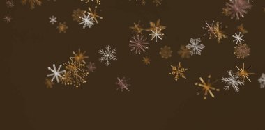 Noel sezonu için Kahverengi Arkaplanda Soyut Kar Tanesi Deseni