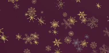 Kışın Koyu Kestane Arkaplanda Altın Kar Tanesi Kalıbı