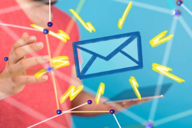 Sinirsel ağ 3 boyutlu illüstrasyon. Büyük veriler ve siber güvenlik