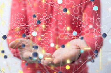 Küresel ağ Engelleme zinciri. Üç boyutlu illüstrasyon. Sinirsel ağlar ve