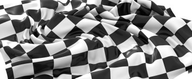 Rüzgardaki kareli bayrak dalgaları bir yarışın sonunu işaret ediyor.