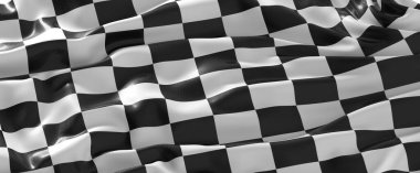 Rüzgardaki kareli bayrak dalgaları bir yarışın sonunu işaret ediyor.