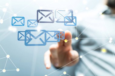 Bir e- posta simgesi ile el 3d