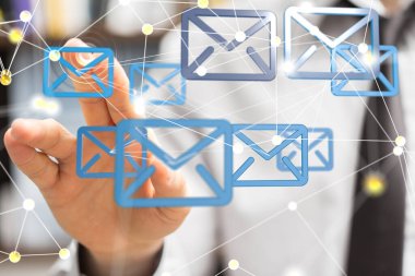 Bir e- posta simgesi ile el 3d