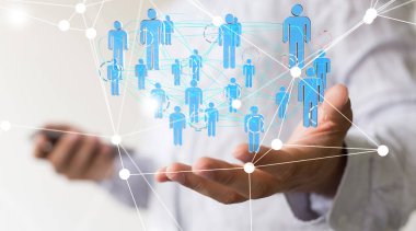 Küresel ağ Engelleme zinciri. Üç boyutlu illüstrasyon. Sinirsel ağlar ve