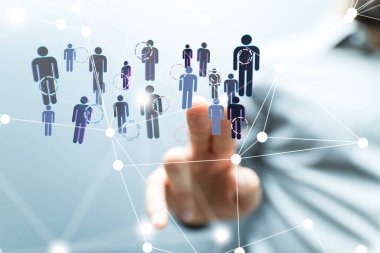 3D görüntüleme grubu mavi insanları tutuyor