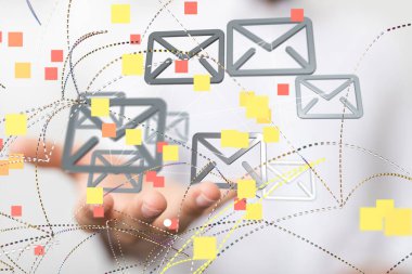 Bir e- posta simgesi ile el 3d