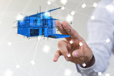 - Sinirsel ağ 3 boyutlu illüstrasyon. Büyük veri ve siber güvenlik