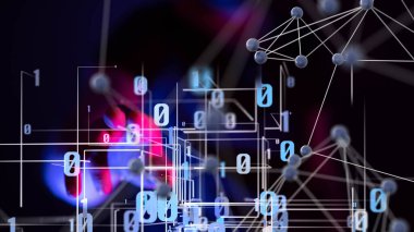 Küresel ağ Engelleme zinciri. Üç boyutlu illüstrasyon. Sinirsel ağlar ve