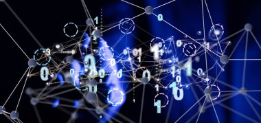 Sinirsel ağ konsepti. Bağlı hücreler.