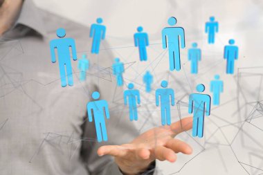 Küresel ağ Engelleme zinciri. Üç boyutlu illüstrasyon. Sinirsel ağlar ve