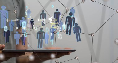 Sinirsel ağ konsepti. Bağlı hücreler.