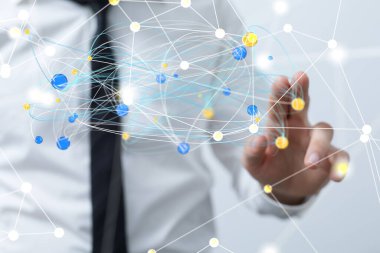 küresel ağ ve veri müşteri bağlantısına dokunmak