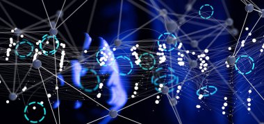 Konferans Dijital Ağ ve Veri Konsepti 3D