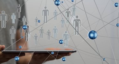 3D görüntüleme grubu mavi insanları tutuyor