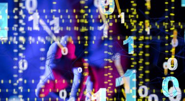 Küresel ağ Engelleme zinciri. Üç boyutlu illüstrasyon. Sinirsel ağlar ve