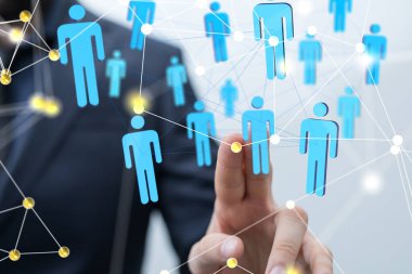 sosyal ağ 3d 'de konuşan bir grup insan