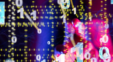 Küresel ağ Engelleme zinciri. Üç boyutlu illüstrasyon. Sinirsel ağlar ve