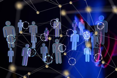 3D görüntüleme grubu mavi insanları tutuyor