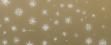 Beyaz kar tanelerinin yağdığı altın bir zemin, kışlık bir atmosfer yaratır..