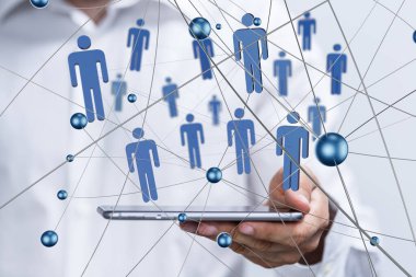 Küresel ağ Engelleme zinciri. Üç boyutlu illüstrasyon. Sinirsel ağlar ve