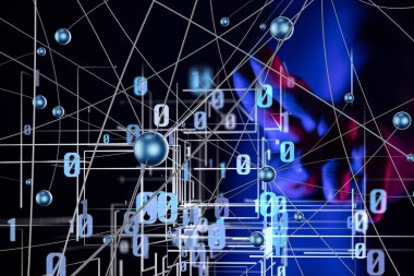 Küresel ağ Engelleme zinciri. Üç boyutlu illüstrasyon. Sinirsel ağlar ve