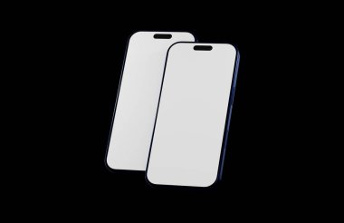 Modern teknoloji tasarımı için siyah arkaplan üzerine minimalist akıllı telefon kavramı