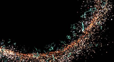 Siyah arkaplan üzerinde soyut yıldız parçacık akışı mükemmel tasarım