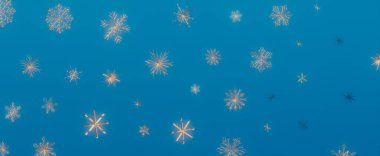 Mavi arka planda düşen kar tanelerinin basit bir arkaplanı