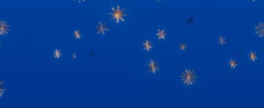 Parlak mavi gökyüzüne düşen güzel beyaz kar taneleri..