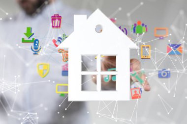 Ev verileri. Parçacıkları ve dijital verileri olan dijital siber uzay