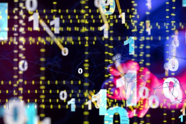 Küresel ağ Engelleme zinciri. Üç boyutlu illüstrasyon. Sinirsel ağlar ve