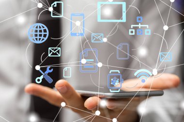 Büyük veri görselleştirme arka planı. Soyut teknoloji - 3D