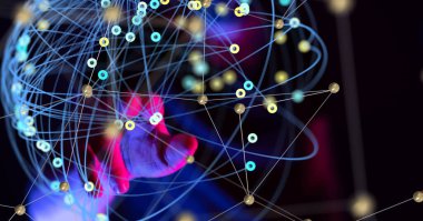 Konferans Dijital Ağ ve Veri Konsepti 3D