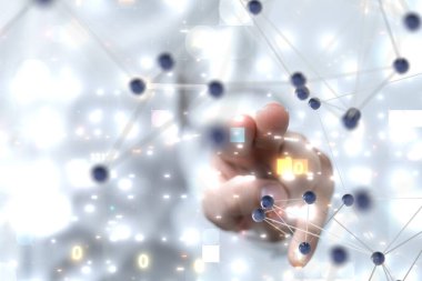 Sinirsel ağ 3 boyutlu illüstrasyon. Büyük veriler ve siber güvenlik