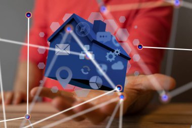 - Sinirsel ağ 3 boyutlu illüstrasyon. Büyük veri ve siber güvenlik