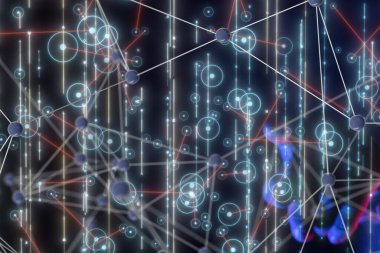 Sinirsel ağ 3 boyutlu illüstrasyon. Büyük veriler ve siber güvenlik