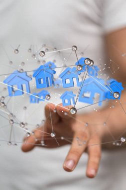 - Sinirsel ağ 3 boyutlu illüstrasyon. Büyük veri ve siber güvenlik