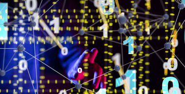 Küresel ağ Engelleme zinciri. Üç boyutlu illüstrasyon. Sinirsel ağlar ve