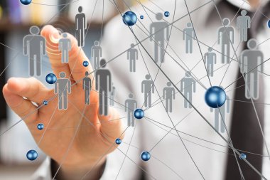 3D görüntüleme grubu mavi insanları tutuyor