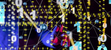 Küresel ağ Engelleme zinciri. Üç boyutlu illüstrasyon. Sinirsel ağlar ve