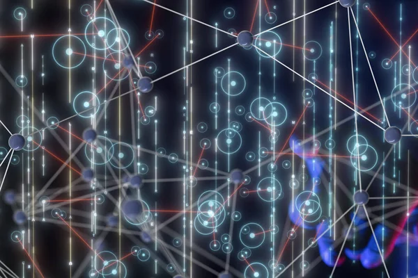 Sinirsel ağ 3 boyutlu illüstrasyon. Büyük veriler ve siber güvenlik