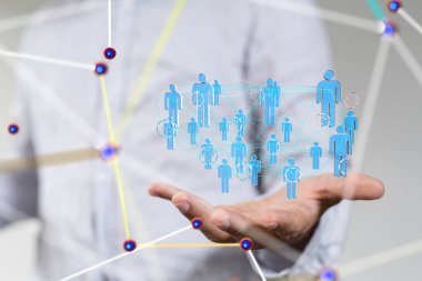 Küresel ağ Engelleme zinciri. Üç boyutlu illüstrasyon. Sinirsel ağlar ve