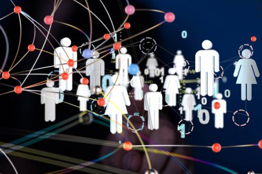 Küresel ağ Engelleme zinciri. Üç boyutlu illüstrasyon. Sinirsel ağlar ve