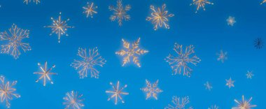 Mavi Arkaplanda Güzel Gümüş Kar Taneleri