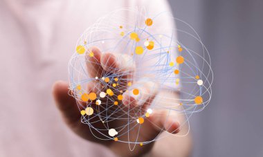 El ele tutuşan dünya, küresel ağı ve yeniliği sembolize ediyor.