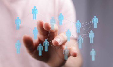 Elle dokunulan şekiller ve bağlantılar ile dijital ağ bağlantısı