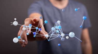 Dijital Ağ Bağlantısıyla Etkileşen Adam