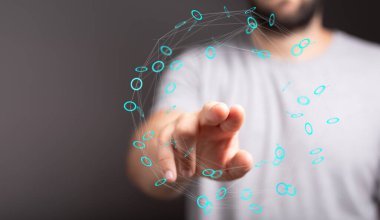 Dijital veri görselleştirmesi ile etkileşim, teknoloji kavramı.