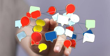 Konuşma Baloncukları İletişim Bağlantısı Konseptiyle Uzan